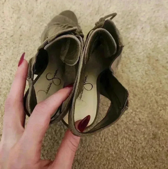 Jessica Simpson Womens 6.5 Brown Lace Up Peep Toe Suede Wedge Platform Shoes - Picture 4 of 8